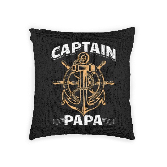Papa Captain Nautical Sailor Fathers Day Gift Idea Woven Pillows