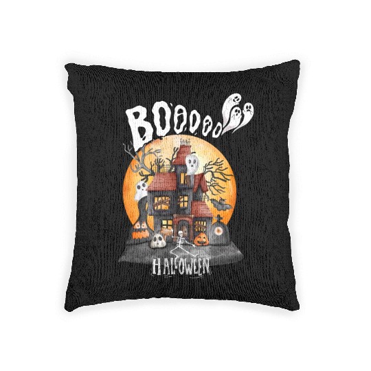 booooooooooo halloween town Woven Pillows