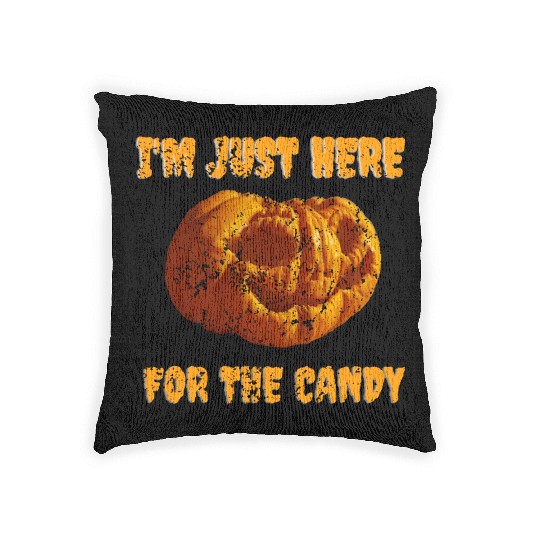 I'M JUST HERE FOR THE CANDY OLD PUMPKIN DRAWING Woven Pillows
