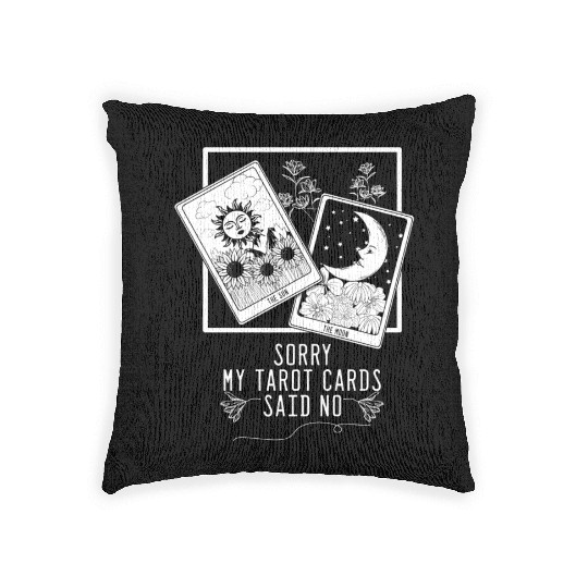Gothic Moon Sun Tarot Card Said No Halloween Woven Pillows