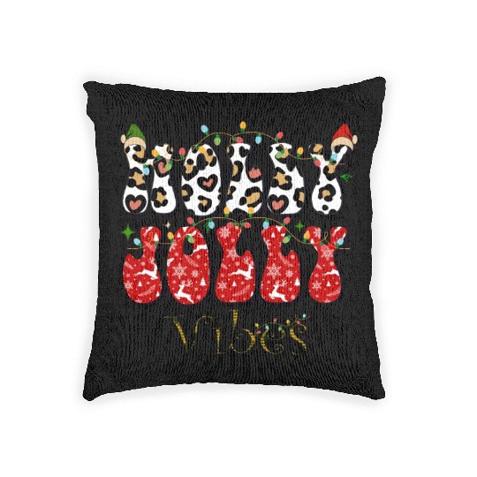 Holly Jolly Vibes, Christmas vibes, Xmas family Woven Pillows