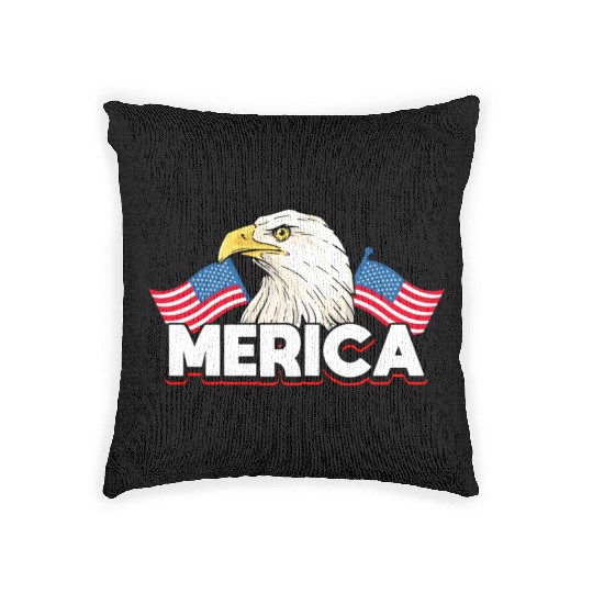 Merica Bald Eagle US Flag Independence Woven Pillows