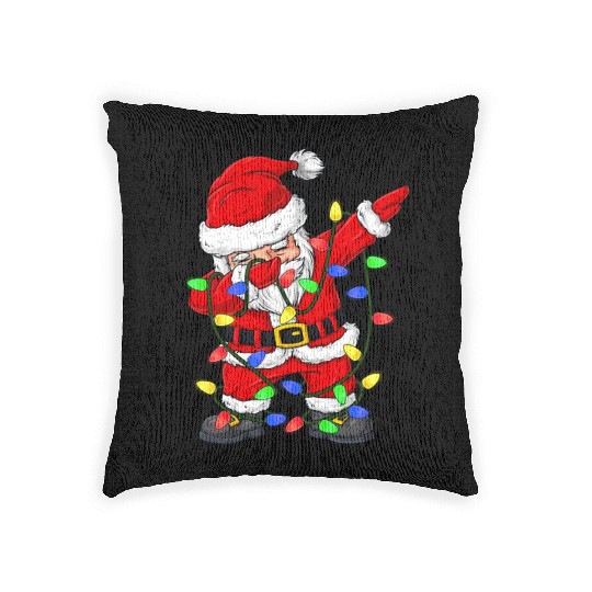 Dabbing Santa Claus Christmas Tree Lights Boys Kid Woven Pillows