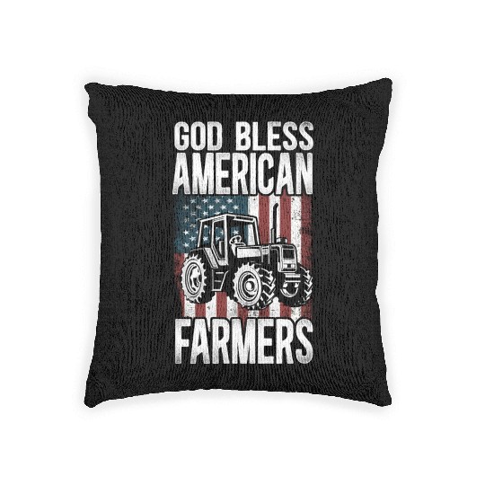 Farming Farmer Us American Flag Woven Pillows