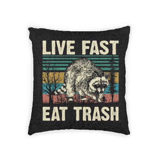 Eat Trash Vintage Raccoon Lover Gift Woven Pillows