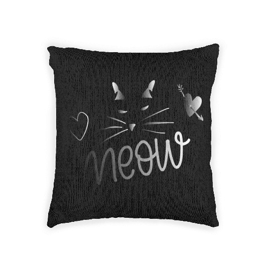 cute cat meow Woven Pillows