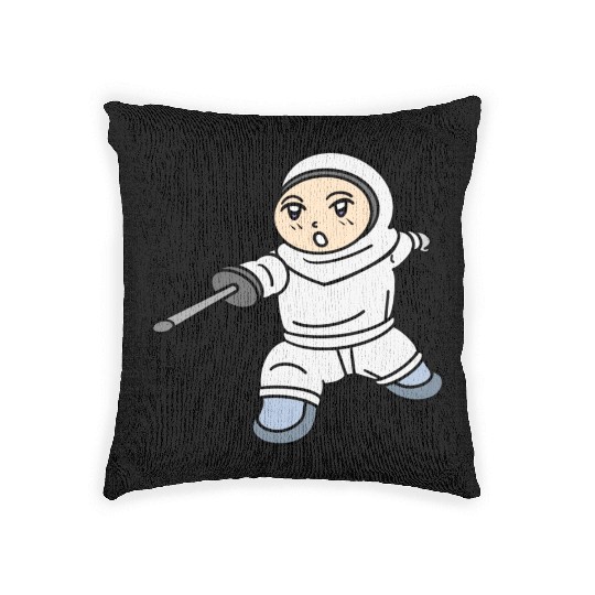 Cartoon kid fencing Woven Pillows