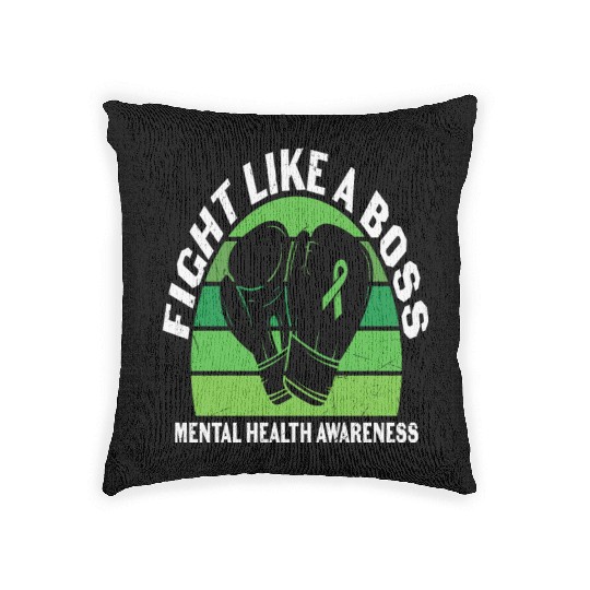 Fight Like A Boss Mental Health Awareness Woven Pillows