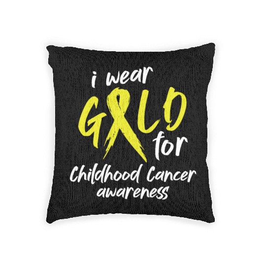 I Wear Gold For Childhood Cancer Awareness Woven Pillows
