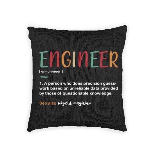Funny College Student Engineer Definition Woven Pillows