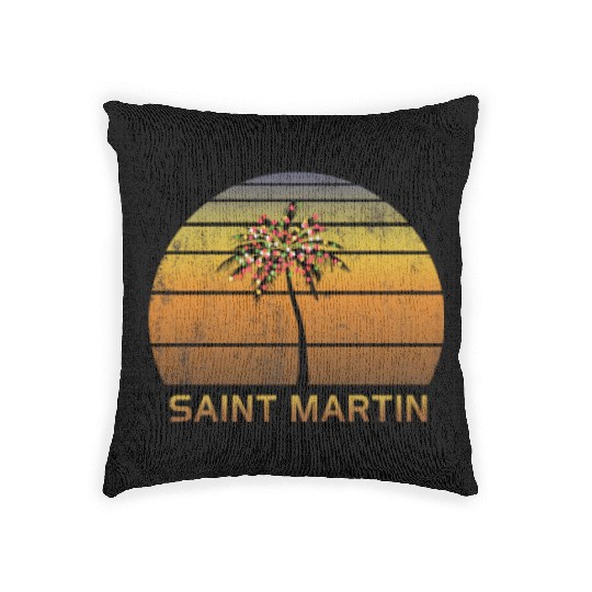 Retro Saint Martin Christmas Family Vacation Woven Pillows