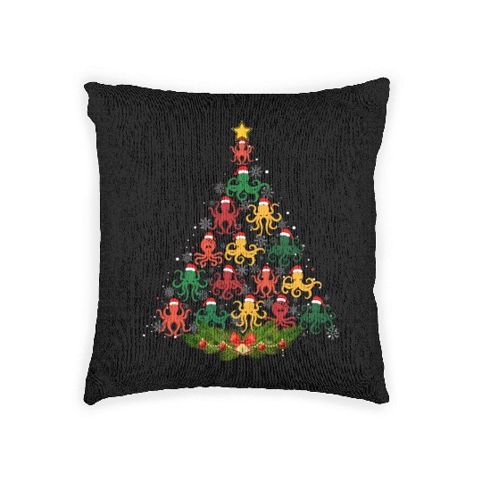 Family Matching Christmas Pajama Octopus Xmas Tree Woven Pillows