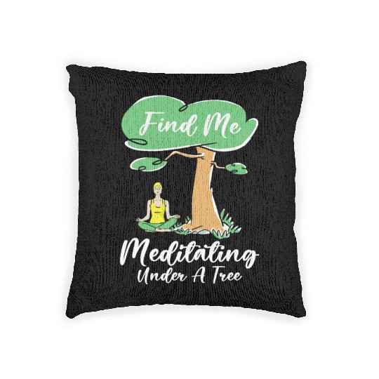 Serenity Meditating Nature Fan Spiritual Yoga Woven Pillows
