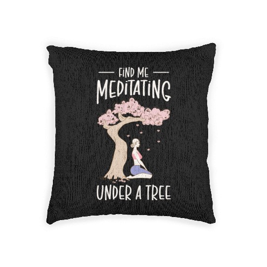 Serenity Meditating Nature Fan Spiritual Yoga Woven Pillows