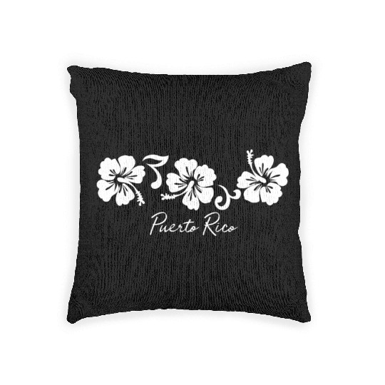 Puerto Rico Hibiscus Flower Woven Pillows