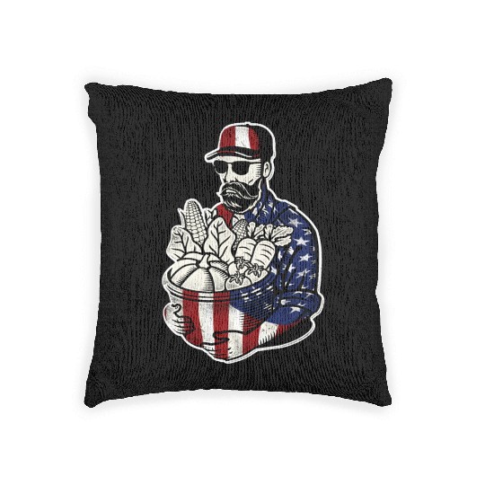 Farming Farmer American Flag Us Woven Pillows