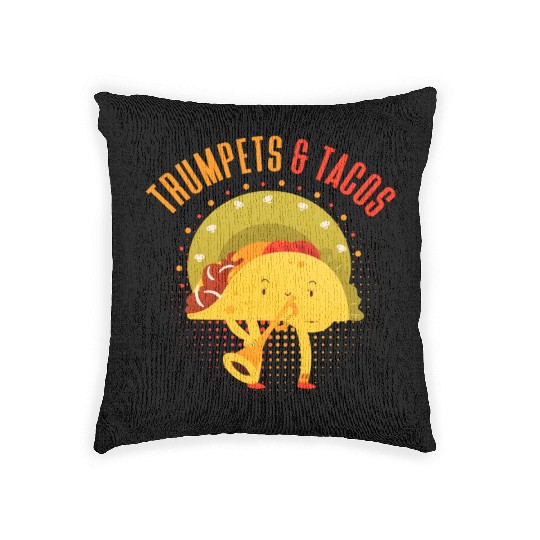 Funny Trumpet Player Taco Lover Woven Pillows