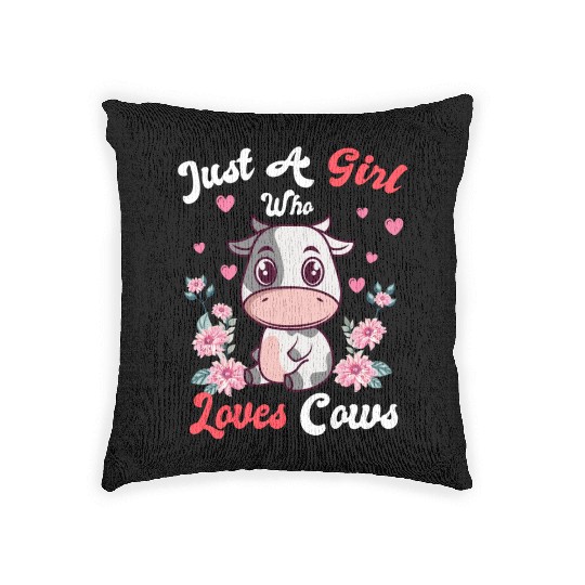 Just A Girl Who Loves Cows Farm Lady Farming Woven Pillows