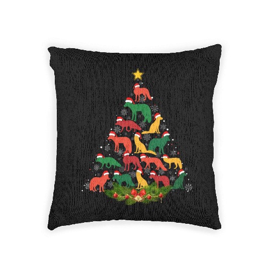 Family Matching Christmas Pajama Fox Xmas Tree Woven Pillows