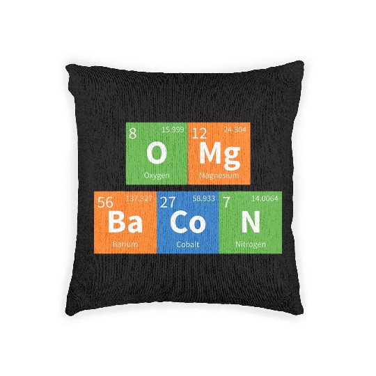 OMG Bacon Science Periodic Table Woven Pillows