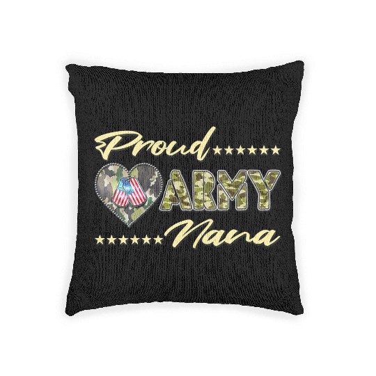 Womens Proud Army Nana US Flag Dog Tag Military Woven Pillows