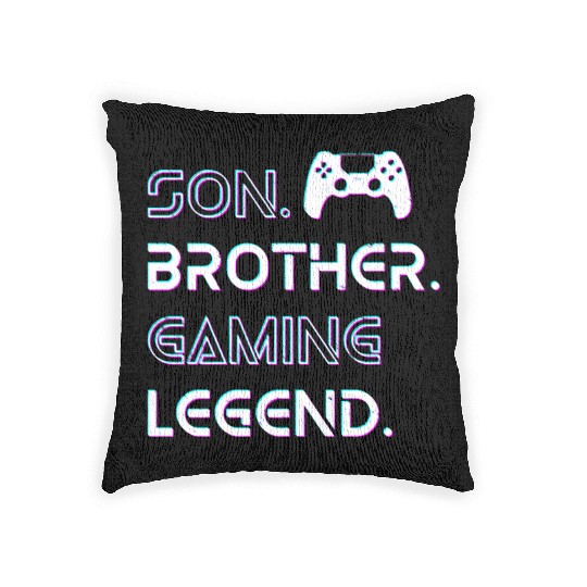 Son Brother Gaming Legend Boy Gamer Gift Woven Pillows