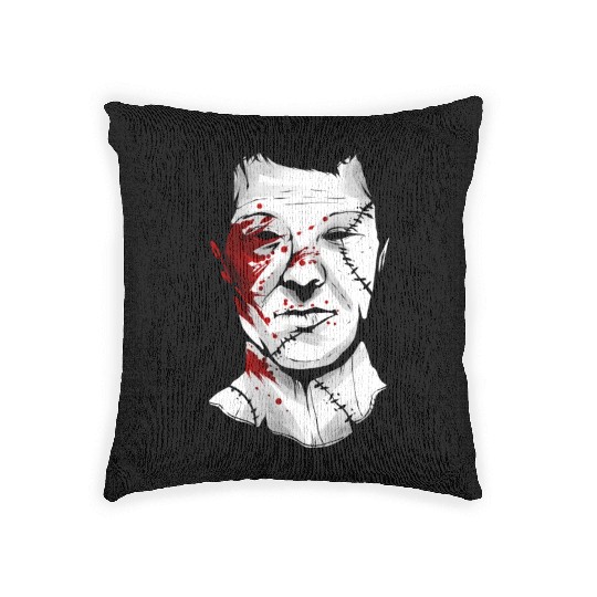 Scary Blood Splatter Leather Face Mask Halloween Woven Pillows