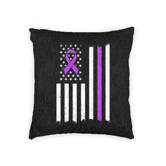USA American Flag Cystic Fibrosis Ribbon Wear Woven Pillows