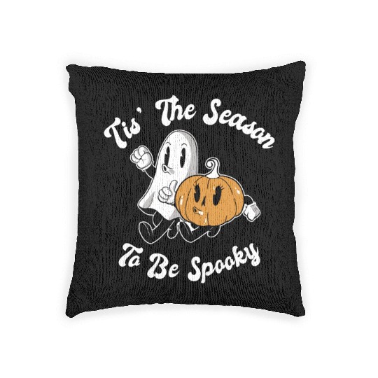 Cute Spooky Pumpkin Ghost Halloween Season Woven Pillows