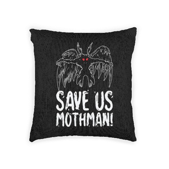 Halloween Mothman Mythical Line Art Beast Monster Woven Pillows