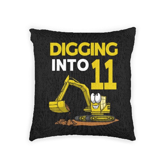 Excavator Driver Digging Into 11 Birthday Woven Pillows
