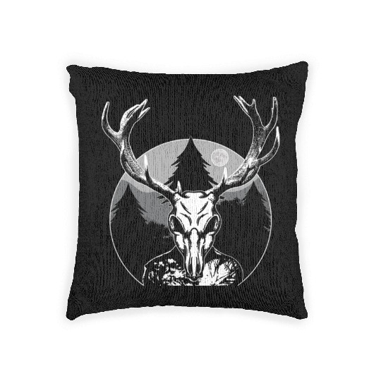 Folk Creature Moon Wendigo Halloween Cryptid Woven Pillows