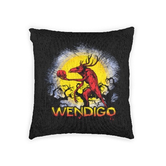 Folk Creature Wendigo Forest Halloween Cryptid Woven Pillows