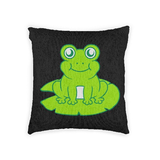 frog sitting water lily sea leaf Woven Pillows