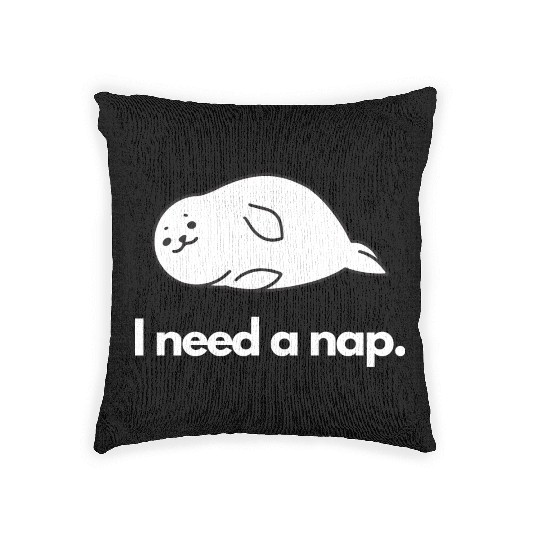 I Need Nap Sleepy Seal Woven Pillows