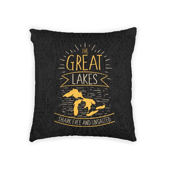 The Great Lakes Shark Free Unsalted Michigan Woven Pillows