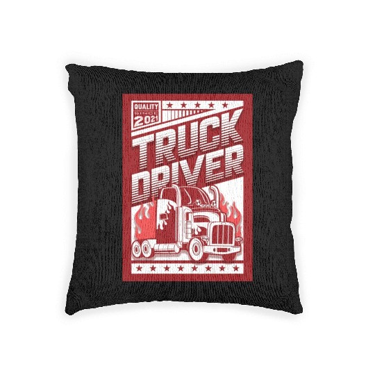 Truck Driver, Truck driving Woven Pillows