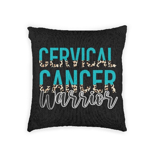 Cervical Cancer Awareness Month Warrior Teal White Woven Pillows