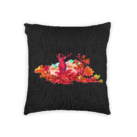 Deer Swamp Illustrate Woven Pillows