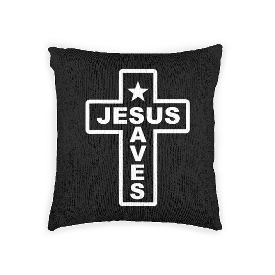 Jesus Saves Christian Faith Bible Cross Woven Pillows