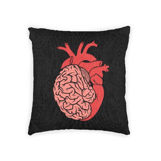 Half Brain Half Heart Organ Anatomy Science Woven Pillows
