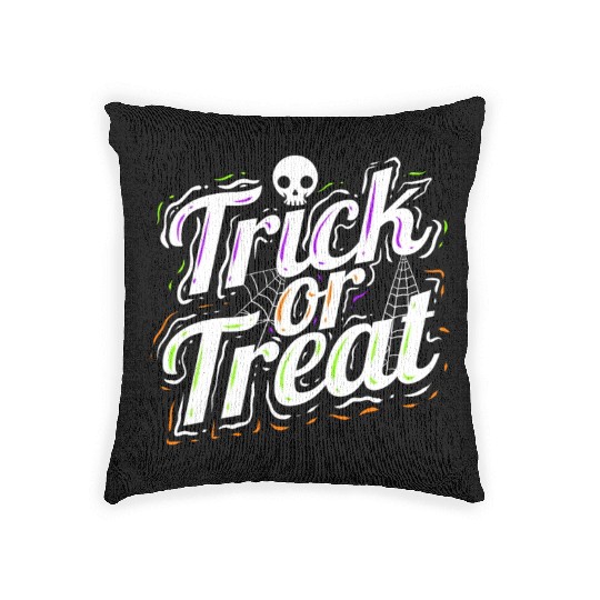 Trick Or Treat Spiderweb Halloween Woven Pillows