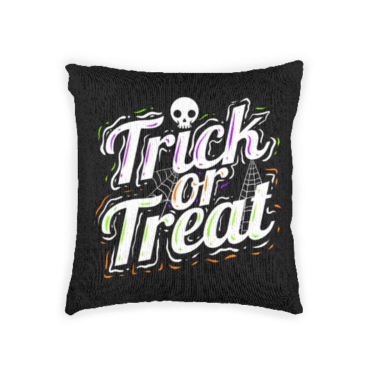 Trick Or Treat Spiderweb Halloween Woven Pillows