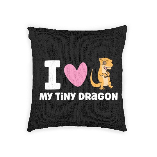 I Love My Tiny Dragon Reptile Pet Crested Gecko Woven Pillows