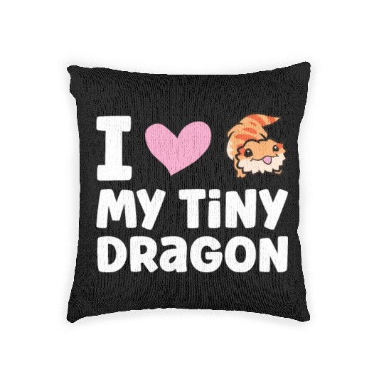I Love My Tiny Dragon Reptile Pogona Lizard Woven Pillows
