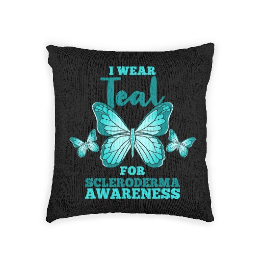I Wear Teal For Scleroderma Awareness Woven Pillows