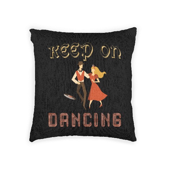 Keep on dancing couple dancing on vinyl Woven Pillows