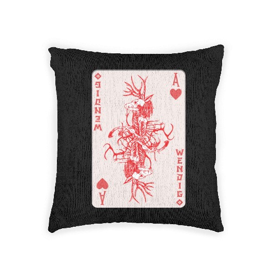 Folk Creature Wendigo Card Halloween Cryptid Woven Pillows