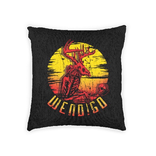 Wendigo Folk Creature Halloween Cryptid Woven Pillows