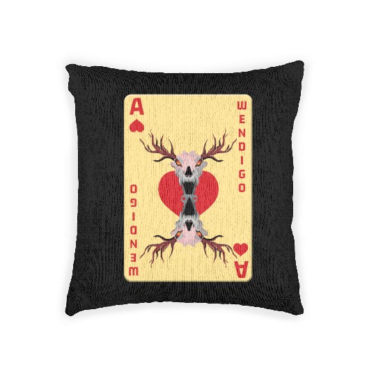 Folk Creature Card Wendigo Halloween Cryptid Woven Pillows